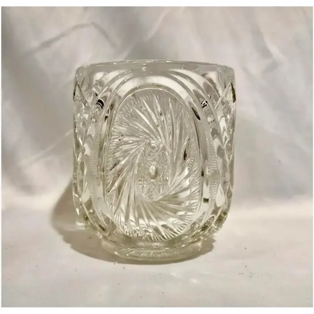 Vintage American Pressed Glass Decanter Star Pattern Wine Water Carafe